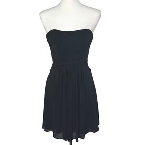 BCBGMAXAZRIA Women's 2 XS Black Strapless Dress Ruched Sweetheart Party Cocktail